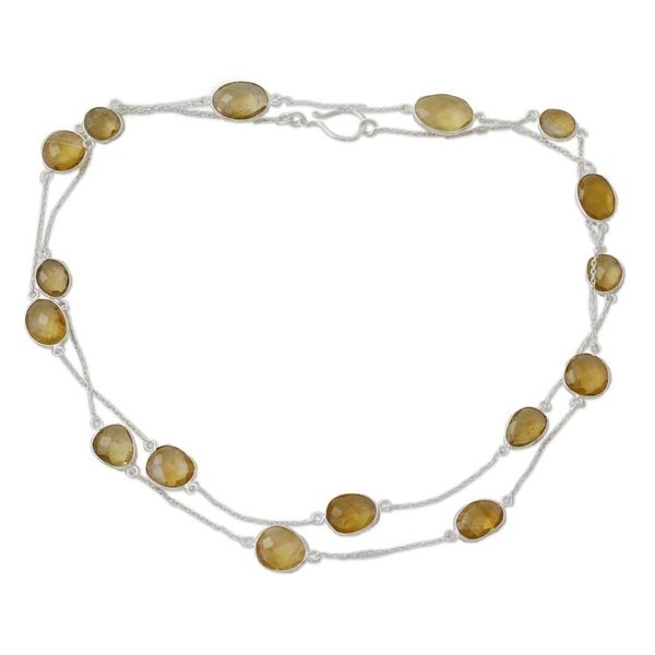 Alternate image for Handmade Sterling Silver and Quartz Station Necklace Duduma Majesty