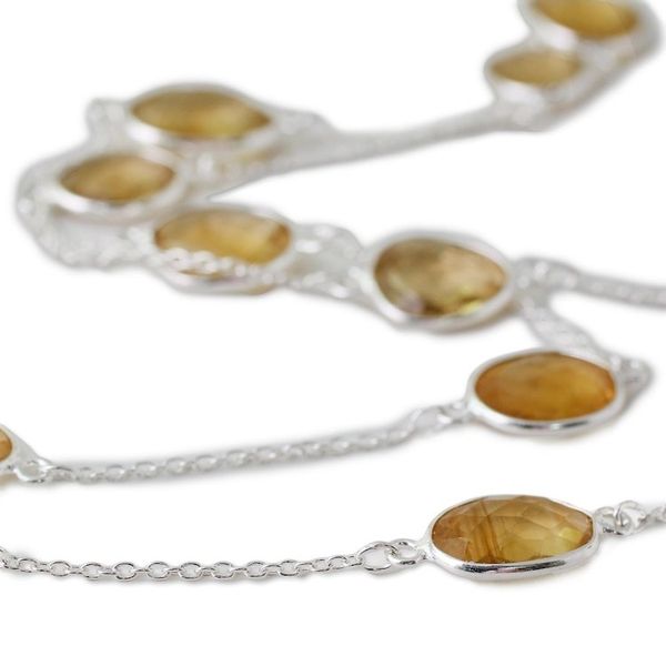Alternate image for Handmade Sterling Silver and Quartz Station Necklace Duduma Majesty