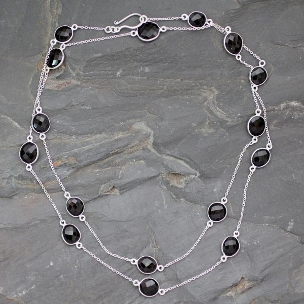 Alternate image for Sterling Silver and Smokey Quartz Station Necklace Duduma Majesty