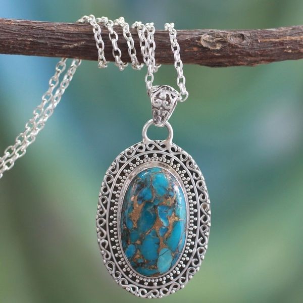 Alternate image for Fair Trade Jewelry Necklace in Sterling Silver Indian Blossom