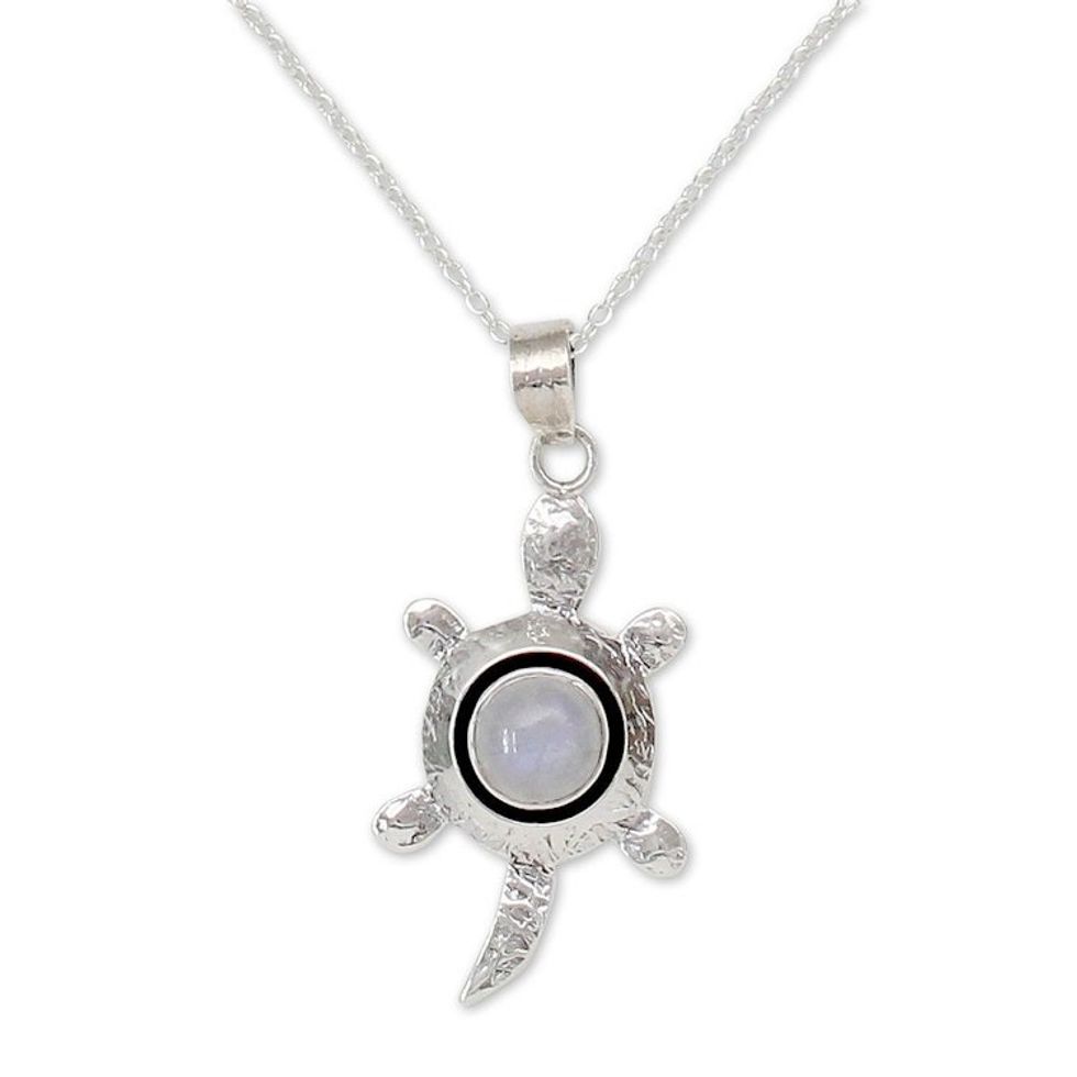 Sterling Turtle with Moonstone Necklace 'Turtle Wisdom'