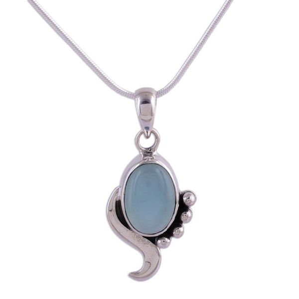 Alternate image for Blue Chalcedony Necklace Modern Jewelry from India Hindu Harmony