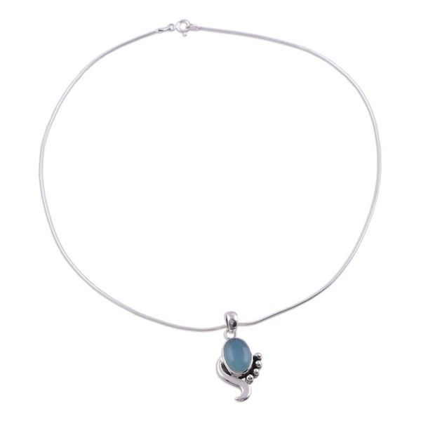 Alternate image for Blue Chalcedony Necklace Modern Jewelry from India Hindu Harmony