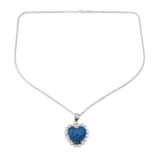 Alternate image for Heart Shaped Sterling Silver and Chalcedony Necklace Harmony of Love