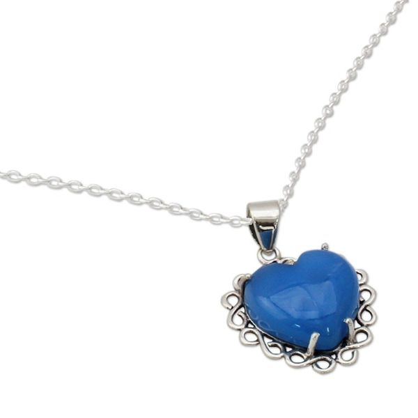 Alternate image for Heart Shaped Sterling Silver and Chalcedony Necklace Harmony of Love