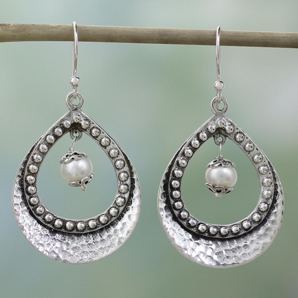 Hand Crafted Sterling Silver and Pearl Earrings 'Grace'
