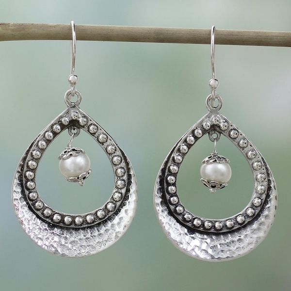 Alternate image for Hand Crafted Sterling Silver and Pearl Earrings Grace