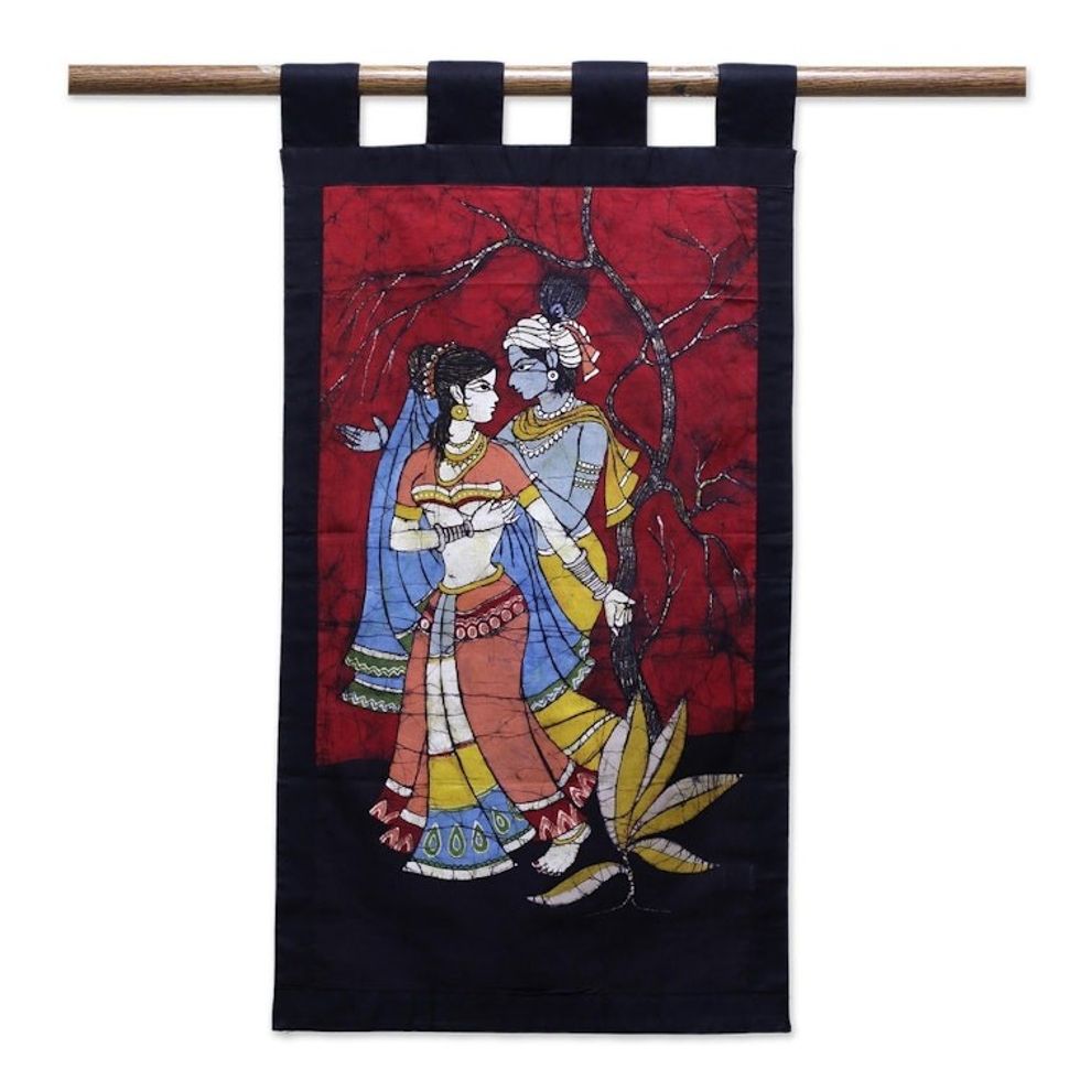 Fair Trade Cotton Wall Hanging in Batik 'Lovers' Dance'