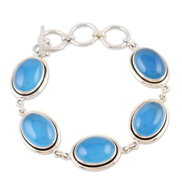 Alternate image for Chalcedony link bracelet Blue Chic