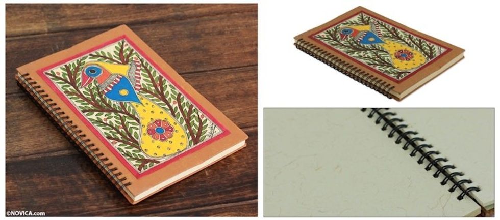 Handmade Madhubani Painting Journal 'Bihar Songbird'