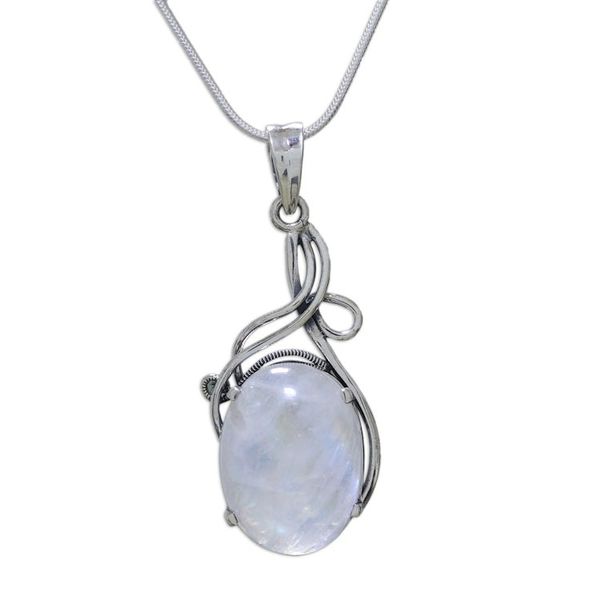 Alternate image for Sterling Silver and Rainbow Moonstone Necklace Flirt