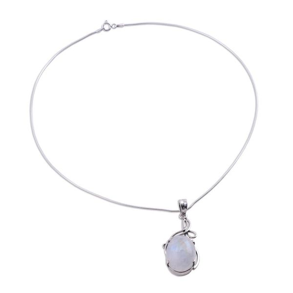 Alternate image for Sterling Silver and Rainbow Moonstone Necklace Flirt