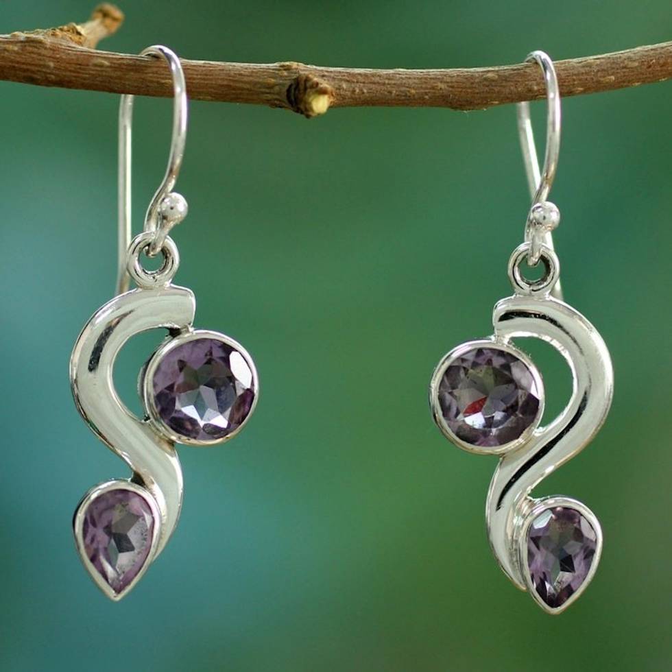 Amethyst dangle earrings 'Jungle Enchantment'