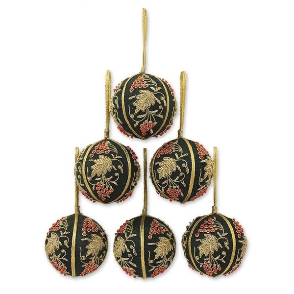Alternate image for Fair Trade Beaded Christmas Ornaments Set of 6 Forest Bliss