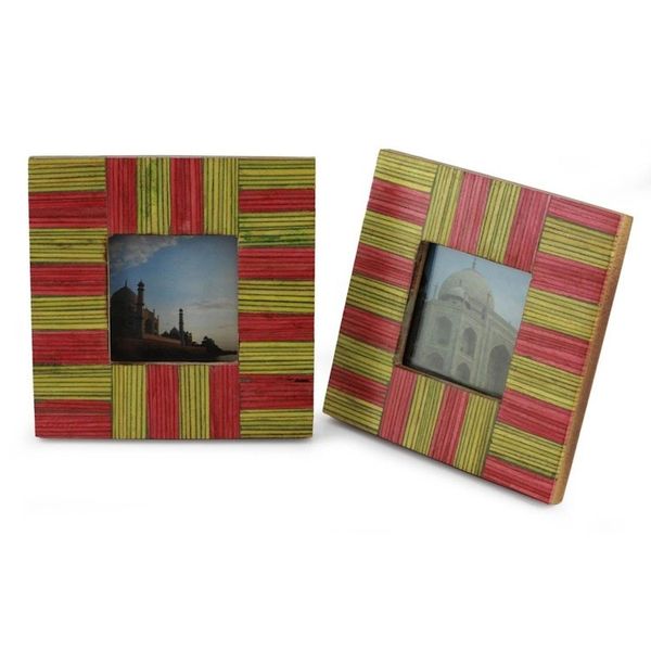 Alternate image for Wood photo frames Pair, 3x3 Dream of Delhi