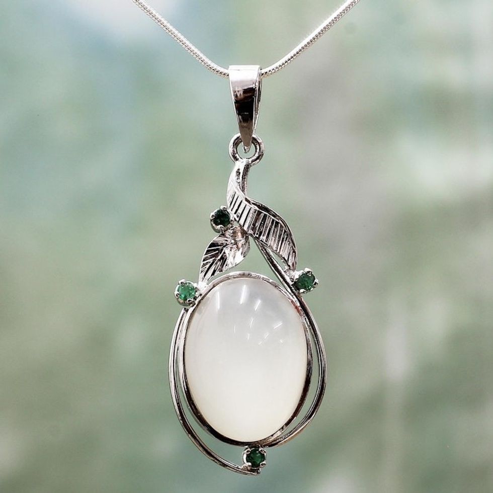 Fair Trade Jewelry Sterling Silver Moonstone Necklace 'Mystic Princess'