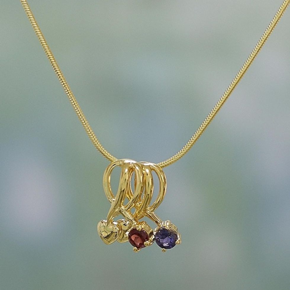 Handcrafted Garnet and Iolite Heart Necklace 'In My Heart'