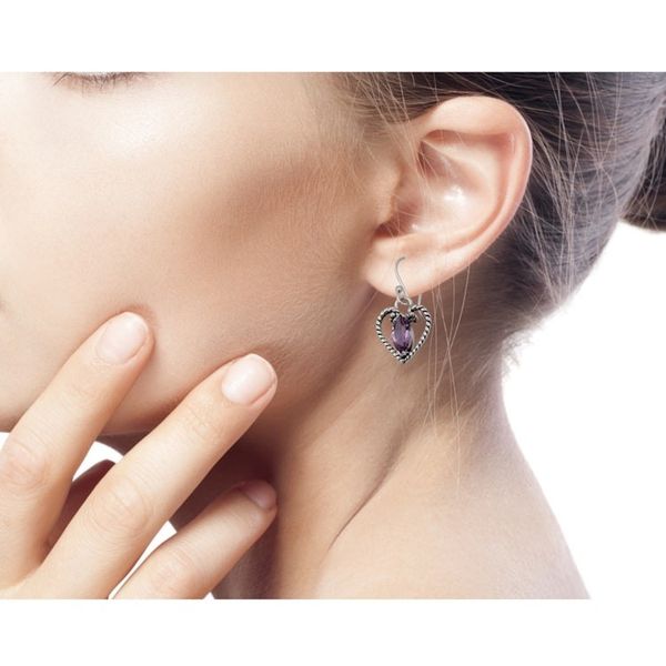 Alternate image for Amethyst Heart Earrings in Sterling Silver from India Mystic Love