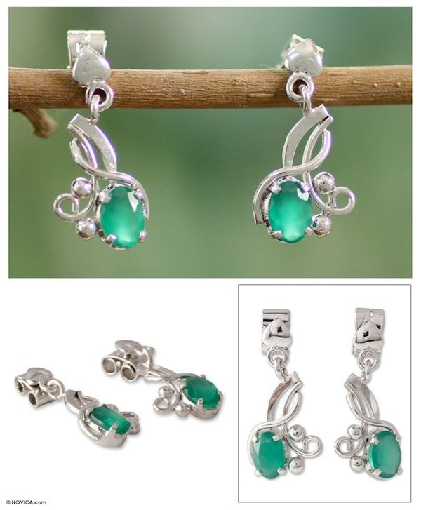 Alternate image for Sterling silver flower earrings Fertile Flower