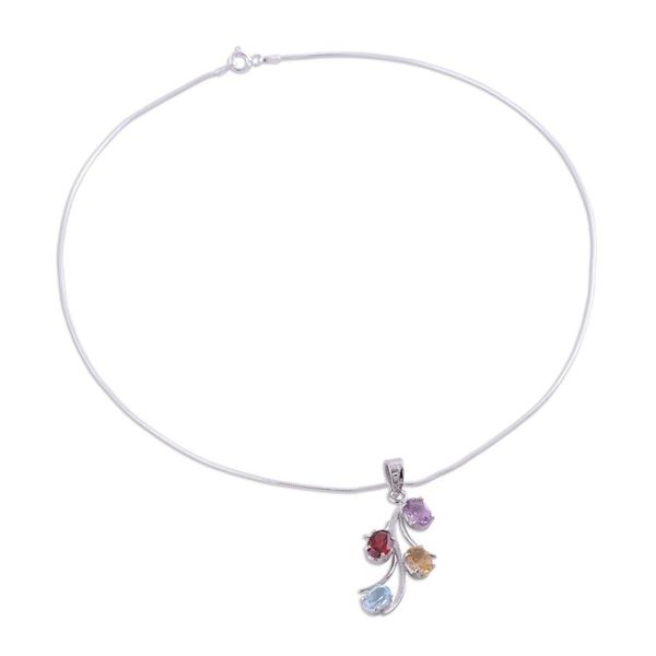 Alternate image for Gemstone Necklace Artisan Silver Jewelry from India Summer Promise
