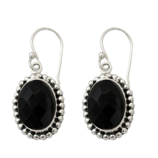 Alternate image for Sterling Silver and Onyx Dangle Earrings Be Mesmerized