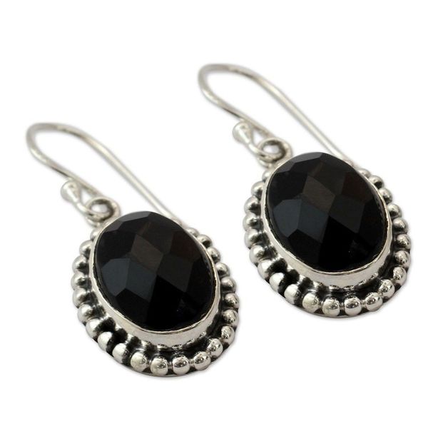 Alternate image for Sterling Silver and Onyx Dangle Earrings Be Mesmerized