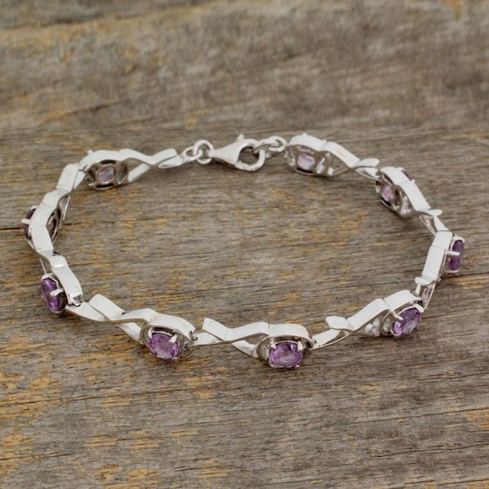 Amethyst link bracelet 'Shimmer'