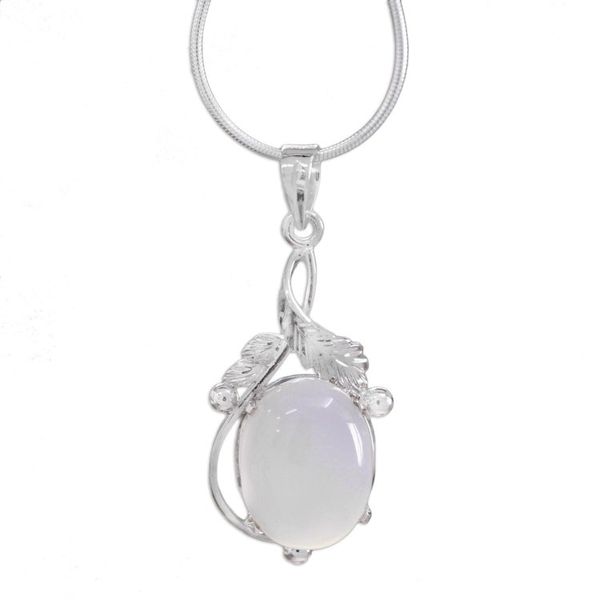 Alternate image for Chalcedony Necklace Sterling Silver Artisan Jewelry Moon Goddess Charm