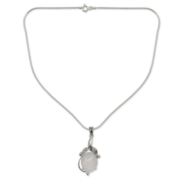 Alternate image for Chalcedony Necklace Sterling Silver Artisan Jewelry Moon Goddess Charm