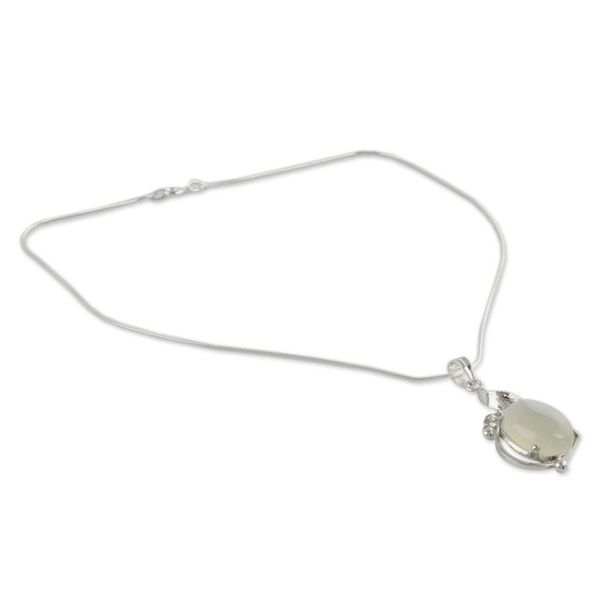 Alternate image for Chalcedony Necklace Sterling Silver Artisan Jewelry Moon Goddess Charm