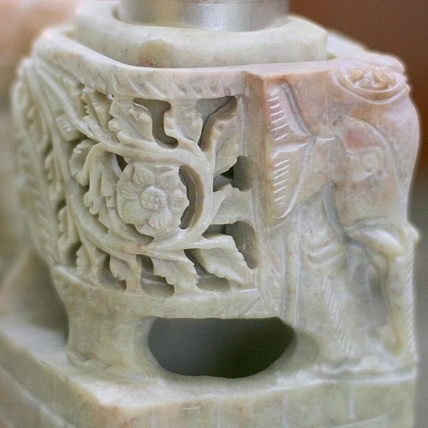 Alternate image for Animal Themed Candle Holder Soapstone Elephant Pair Set Floral Elephants