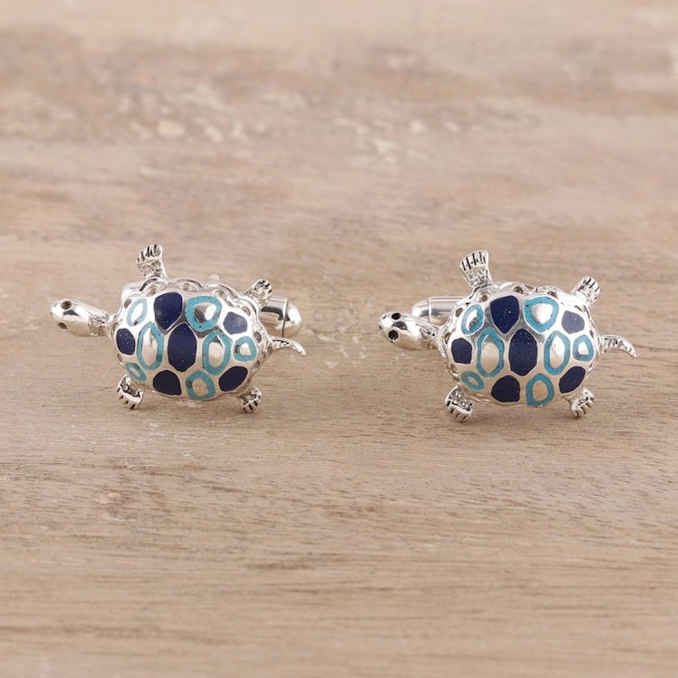 Sterling Silver Cufflinks Good Luck Mens Jewelry Turtles 'Trendy Turtles'