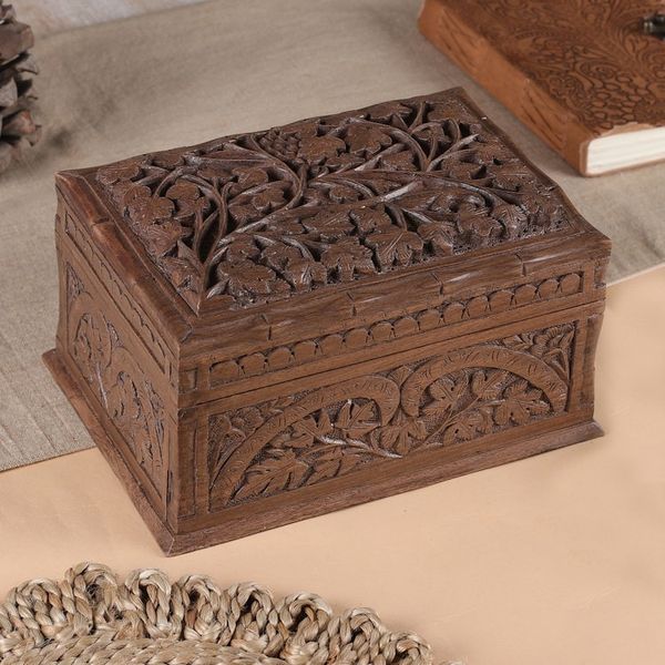 Alternate image for Hand Carved Wood Jewelry Box Rampant Nature