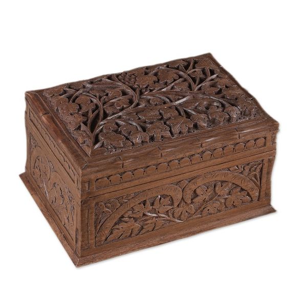 Alternate image for Hand Carved Wood Jewelry Box Rampant Nature