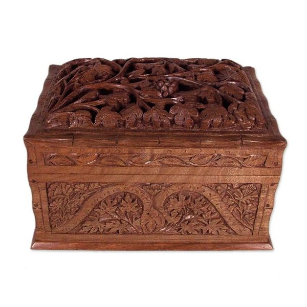 Alternate image for Hand Carved Wood Jewelry Box Rampant Nature