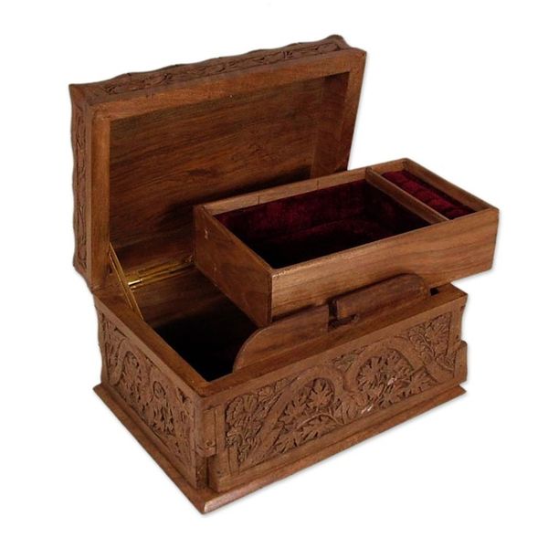 Alternate image for Hand Carved Wood Jewelry Box Rampant Nature