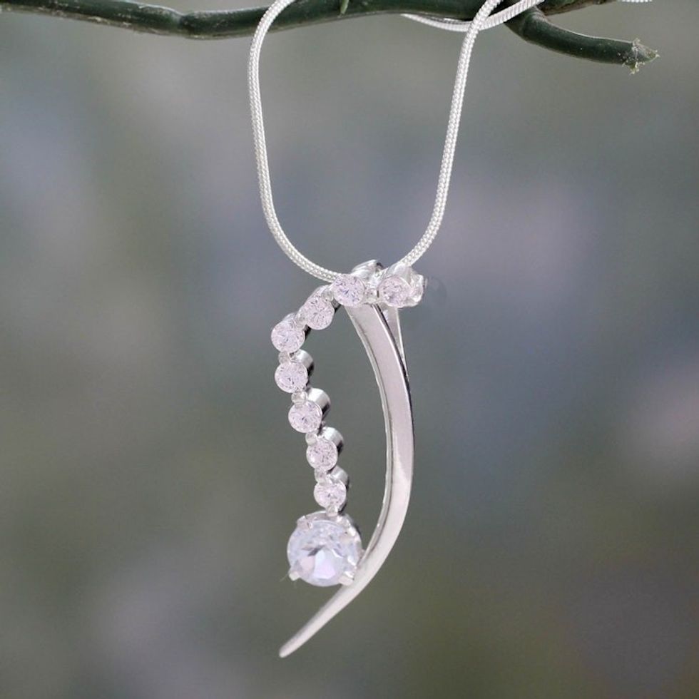 Blue topaz pendant necklace 'Blue Comet'