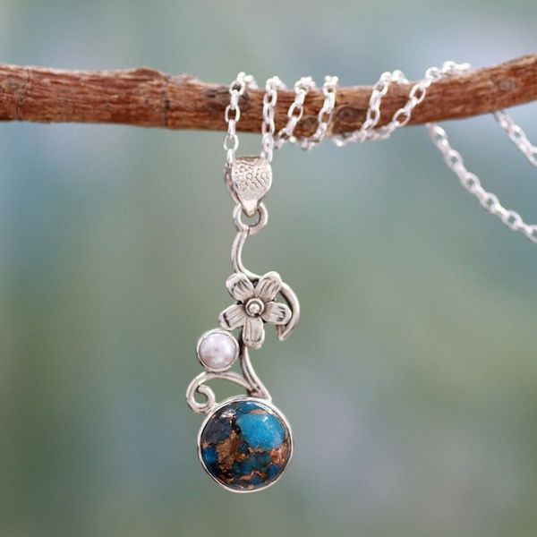 Alternate image for Cultured pearl flower necklace Unique
