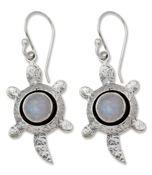 Alternate image for Moonstone dangle earrings Turtle Wisdom