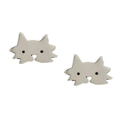 Alternate image for Sterling Silver Cat Stud Earrings from Mexico Fantastic Feline