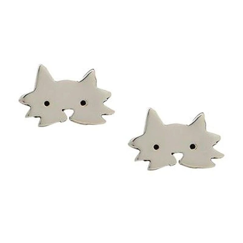 Sterling Silver Cat Stud Earrings from Mexico 'Fantastic Feline'