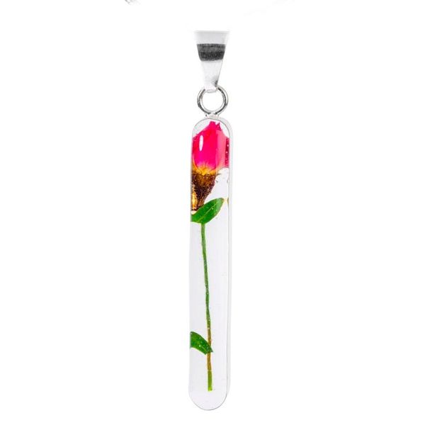 Image for Real Rose Sterling Silver and Resin Pendant Dainty Rose