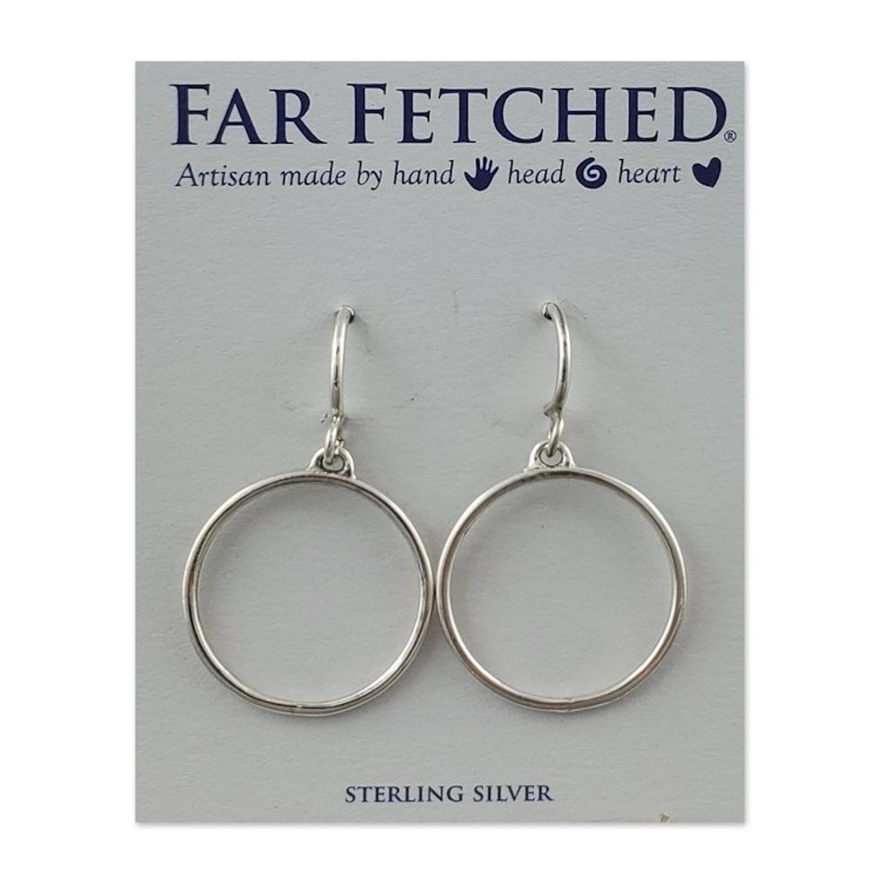 Modern High-Polished Sterling Silver Dangle Earrings 'Shining Halo'