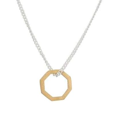 Alternate image for Gold-Plated Sterling Silver Contemporary Pendant Necklace Ardent Octagon in Gold