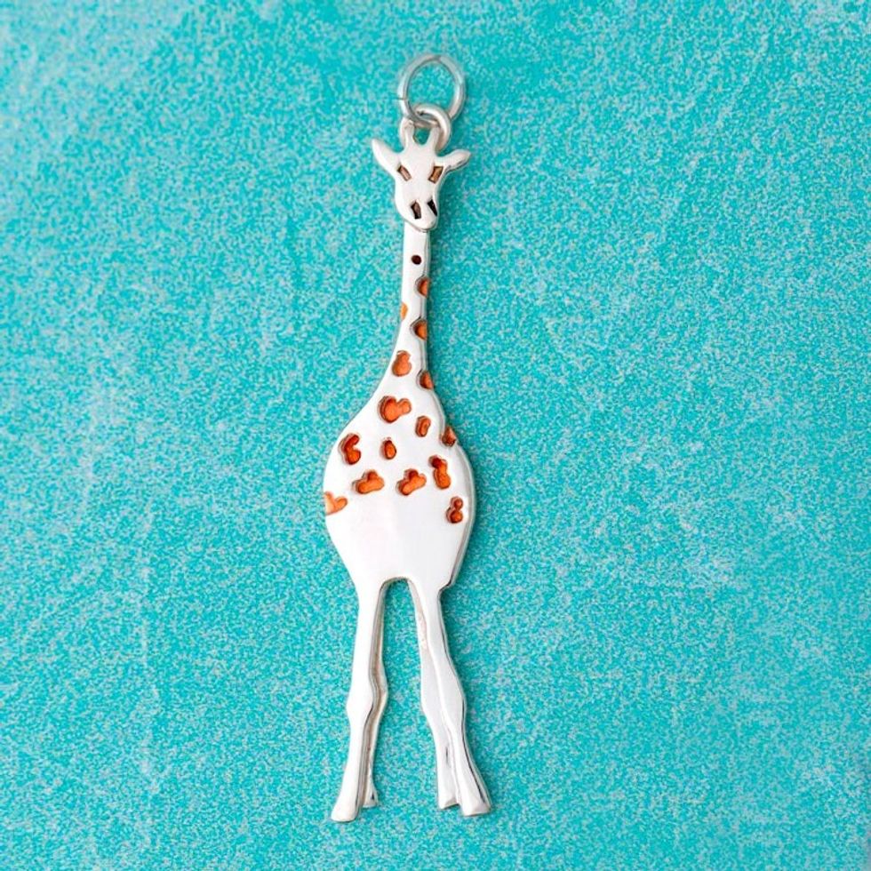 Sterling Silver and Copper Giraffe Pendant 'Gentle Giraffe'