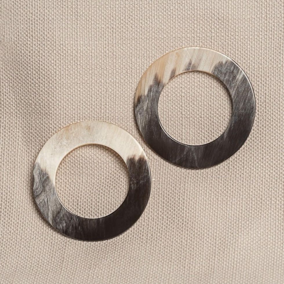 Natural Horn Drop Earrings 'Bianka'