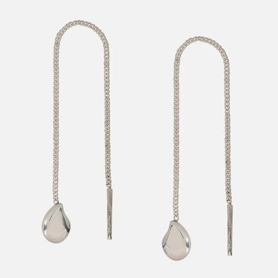 Alternate image for Sterling Silver Teardrop Threader Earrings Sleek Cascade
