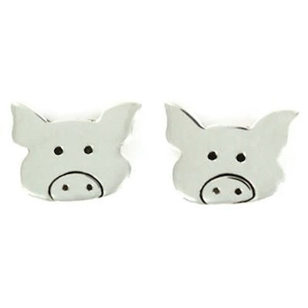Sterling Silver Pig Stud Earrings from Mexico 'Precious Porcine'