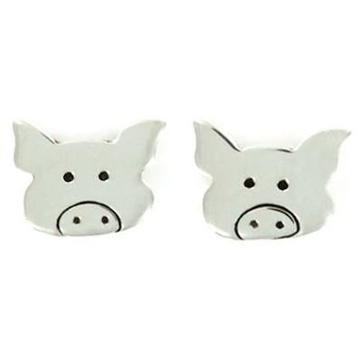 Alternate image for Sterling Silver Pig Stud Earrings from Mexico Precious Porcine