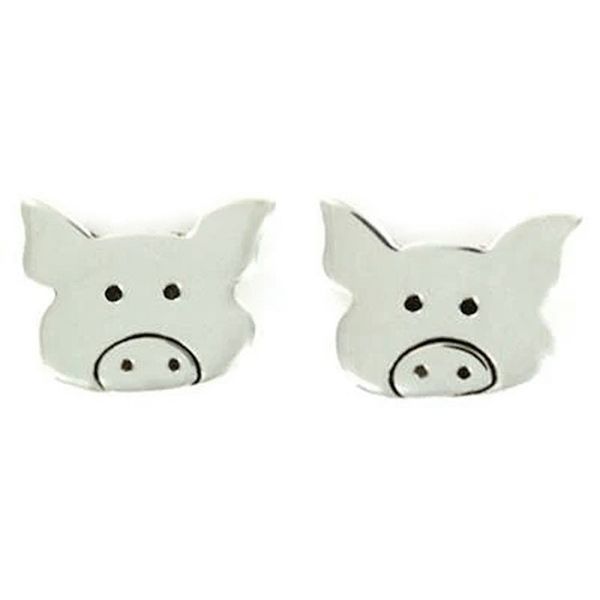 Image for Sterling Silver Pig Stud Earrings from Mexico Precious Porcine